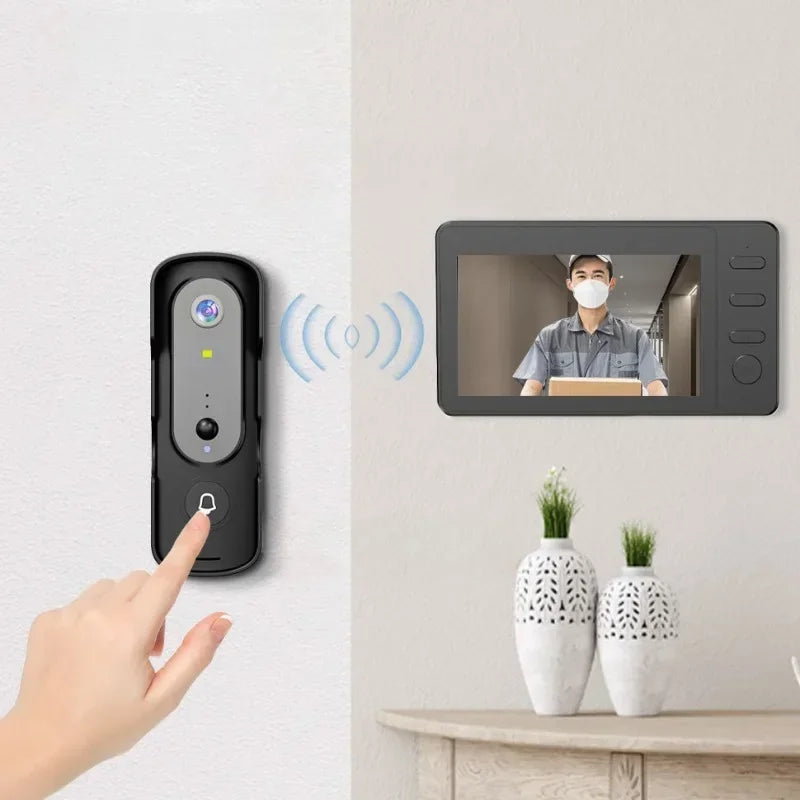 Two Way Voice Video Intercom System 120 Degree Viewing Angle Wireless Video Doorbell Camera Wireless Video Doorbell Qme