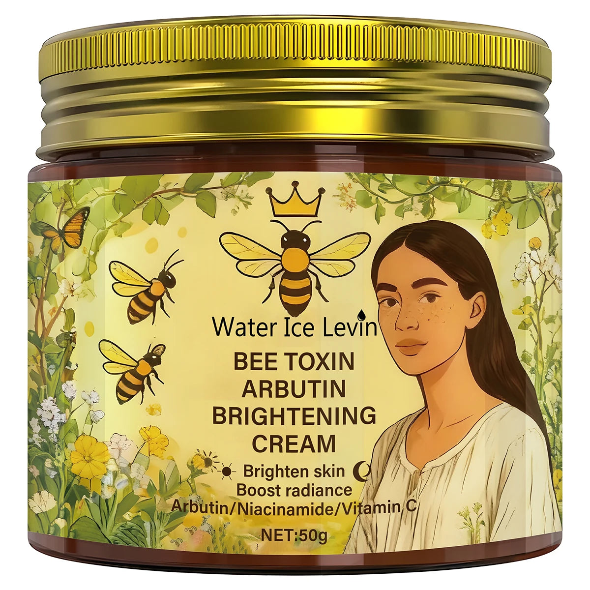Bee Toxin & Arbutin Brightening Cream | Retinol & Hyaluronic Acid Moisturizer for Soft, Glowing Skin Qme YELLOW 60g