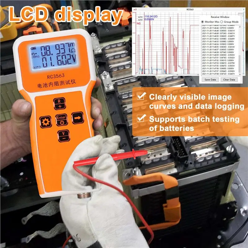 A02F-5X RC3563 Battery Voltage Internal Resistance Tester Trithium Lithium Iron Phosphate 18650 Battery Tester,Tester Probe Qme