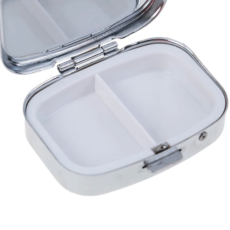 Small Metal Silver Tablet Pill Box Container Medicine Case Portable Qme