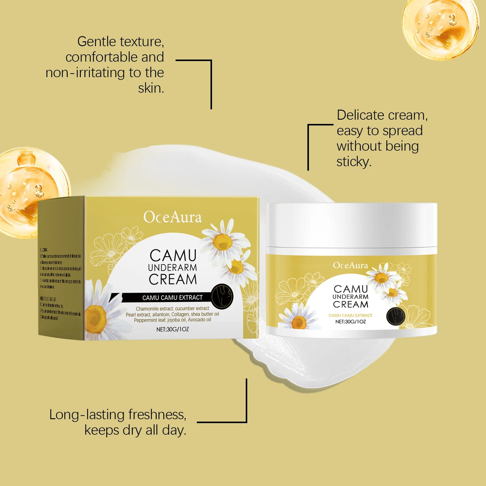 Oceaura Camu Underarm Cream Odor Neutralizing Sweat Inhibiting Qme