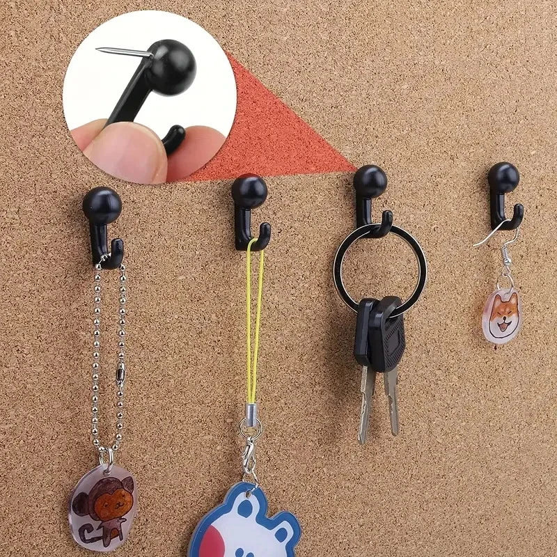 Thumb Tacks Hook Back Push Pins Cork Board Black Transparent Plastic Qme