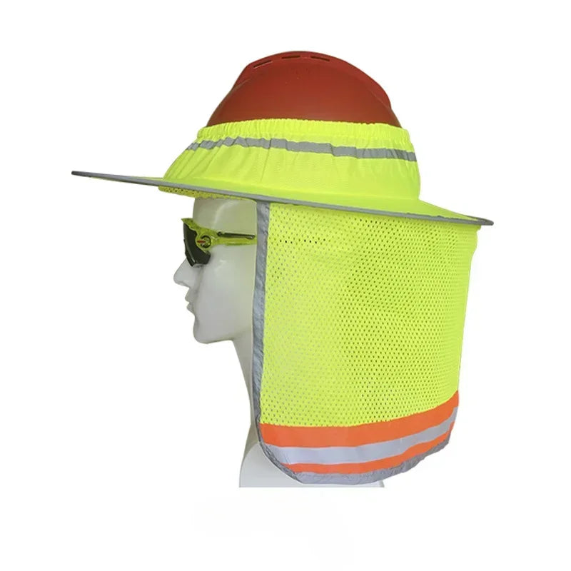 Reflective Stripe, Summer Sun Shade, Safety Hard Hat Neck Shield, Reflective Cap Cover for Construction Workers Qme Fluorescent yellow No safety helmet