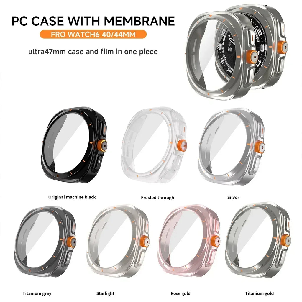 Change To Ultra Case for Samsung Galaxy Watch 7 6 44mm 40mm Upgrade To Galaxy Watch Ultra 47mm Tempered Glass Screen Protector Qme