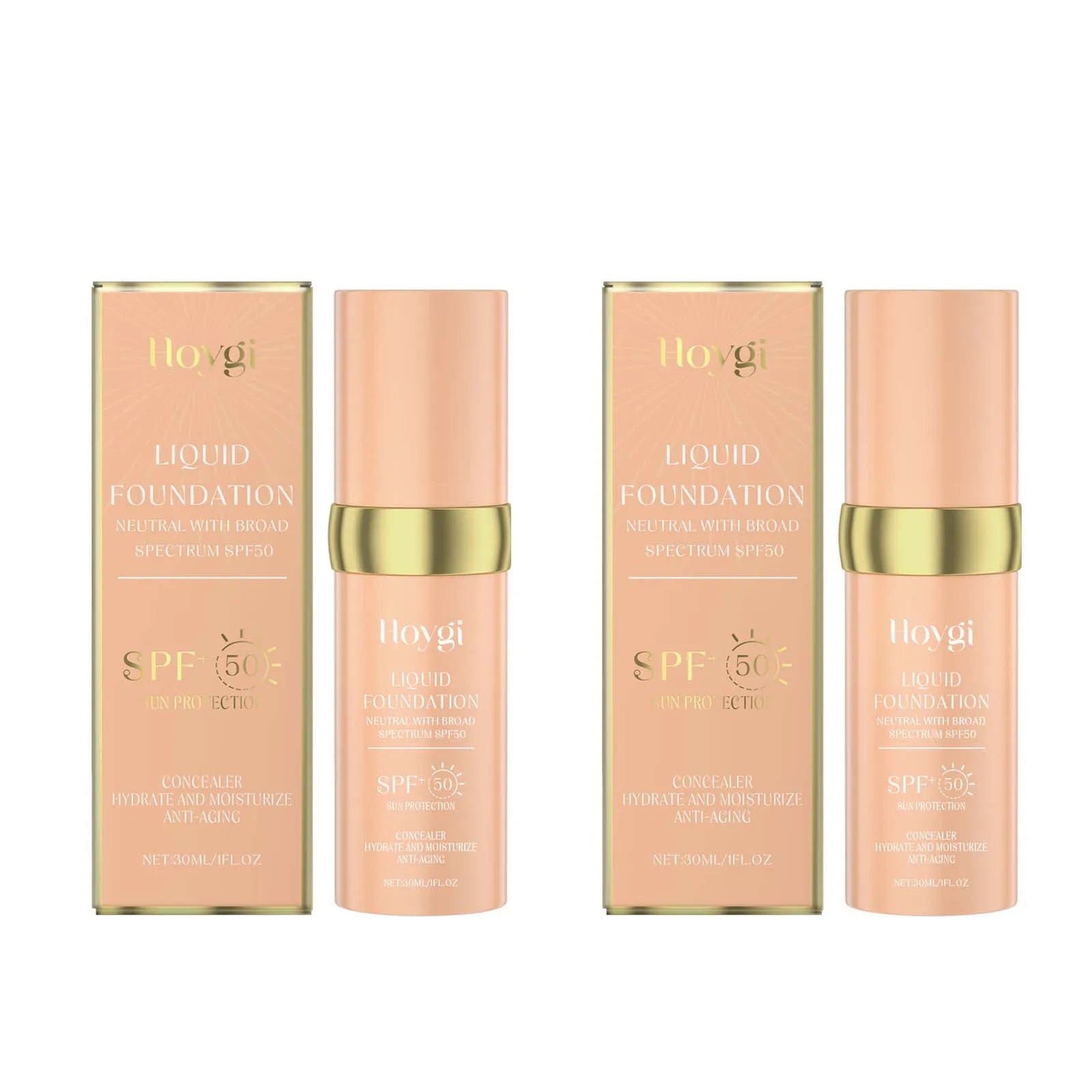 Liquid Face Foundation Spf 50 Temperature Change High Coverage Makeup Base Waterproof Hydrating Foundation Cosmetics Makeup Qme 2Pcs 30ml Boxed