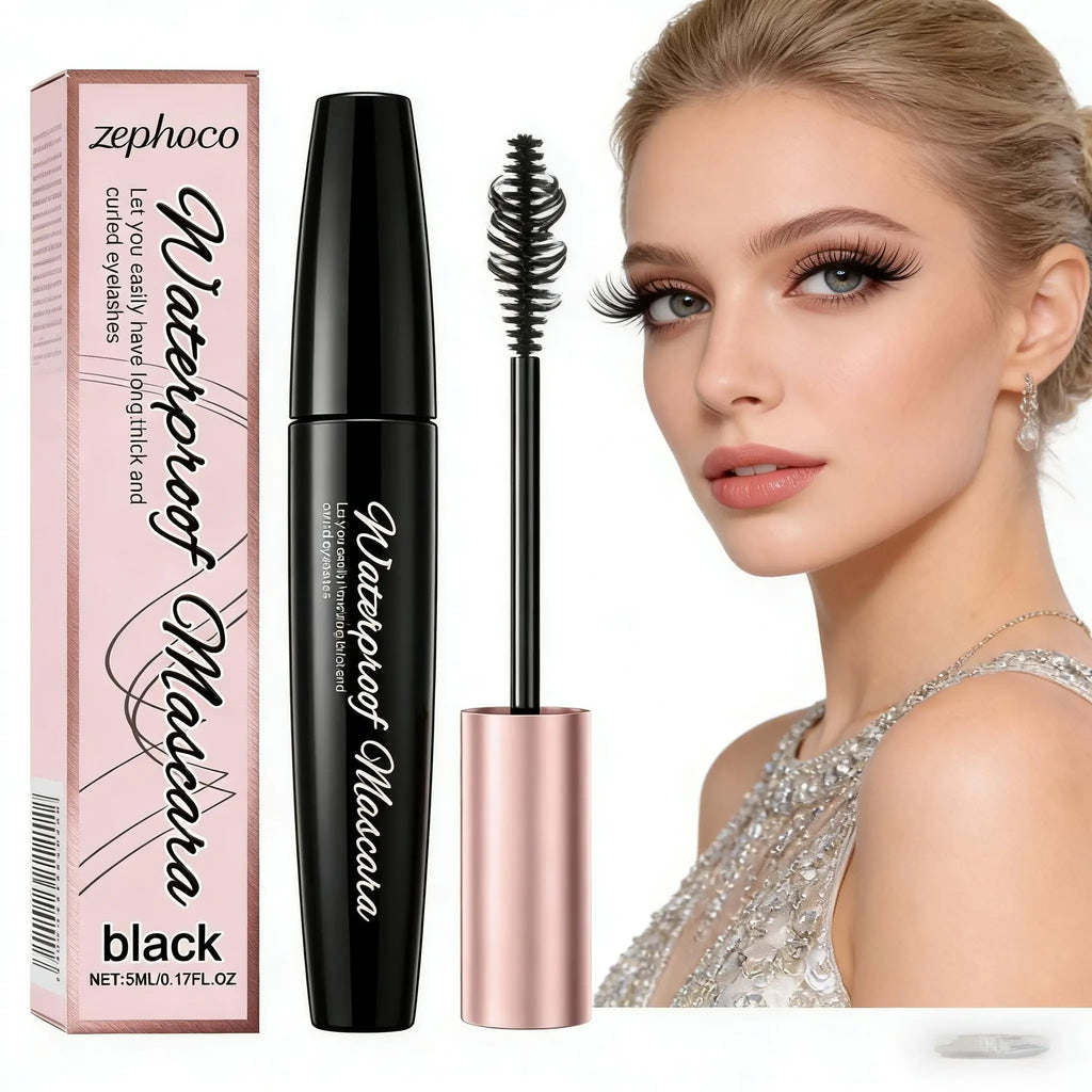 4D Black Mascara Waterproof Curling Volumizing Eyelash Extension Long-Lasting Natural Thick Lengthening Lashes Silk Fiber Makeup Qme
