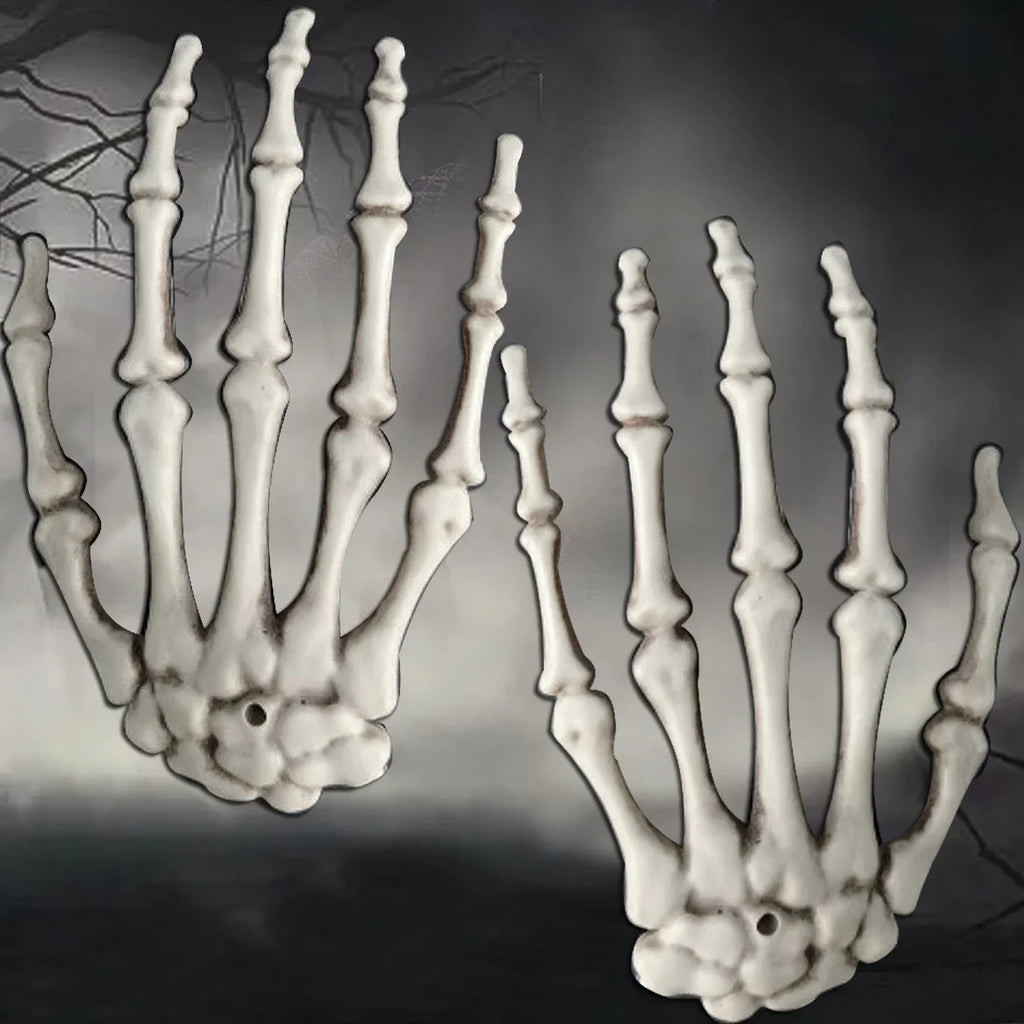 Realistic Fake Skeleton Hand Halloween Scary Skull Decors Zombie Party Haunted House Halloween Terror Plastic Decoration Props Qme