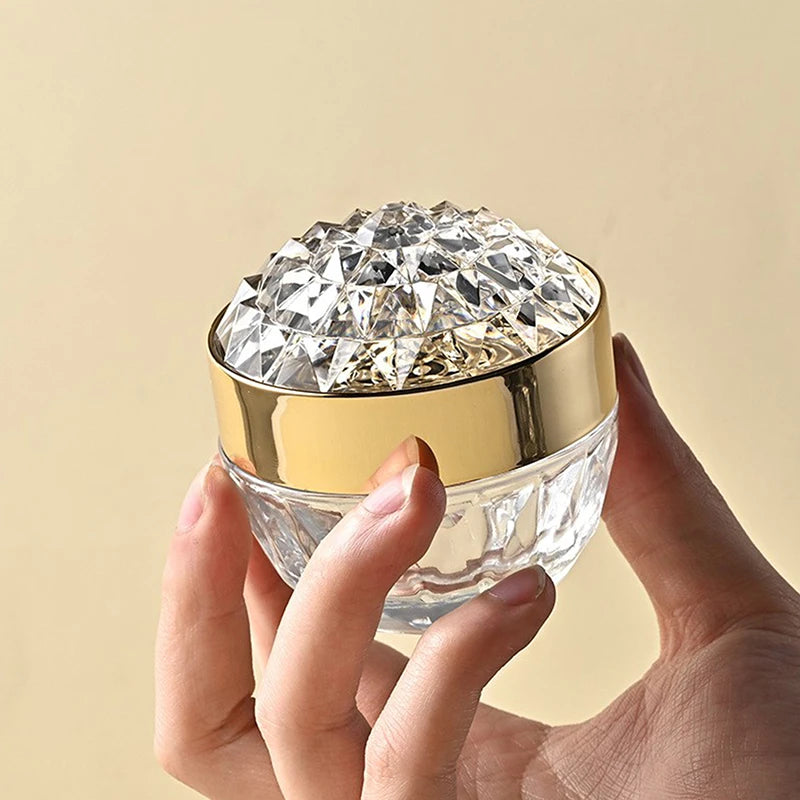 Luxury Diamond Glass Face Cream Jar Lid Lotion Jars Travel Bottle Qme