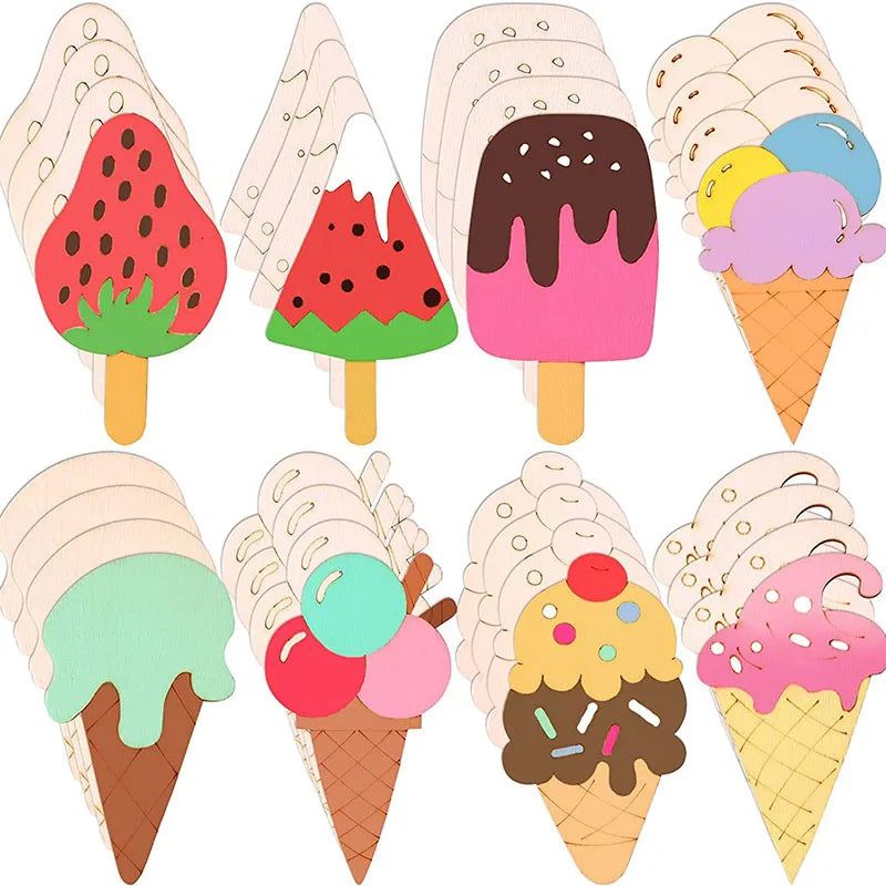 6Pcs 10x5.8cm Creative Cream Wooden Slices DIY Blank Children's Summer Birthday Party Painting Crafts Unfinished Wood Arts c3737 Qme