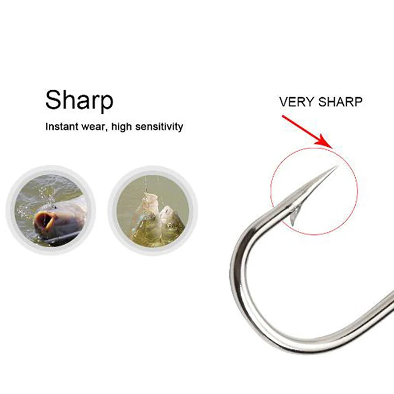 Hand Fishing Hooks Barbed Fishhook Ring Lot Lure Carbon Steel Carp Qme