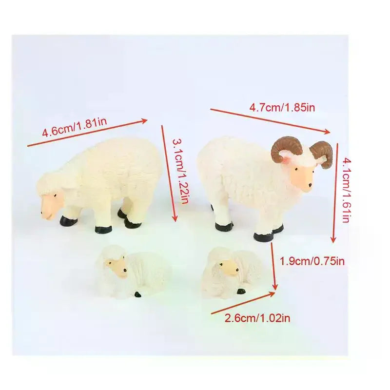 4/1Pcs Miniature Resin Family Sheep Figurine Set Mini Decorative Sculpture For Home Garden Micro Landscape Decor Desk Displays Qme