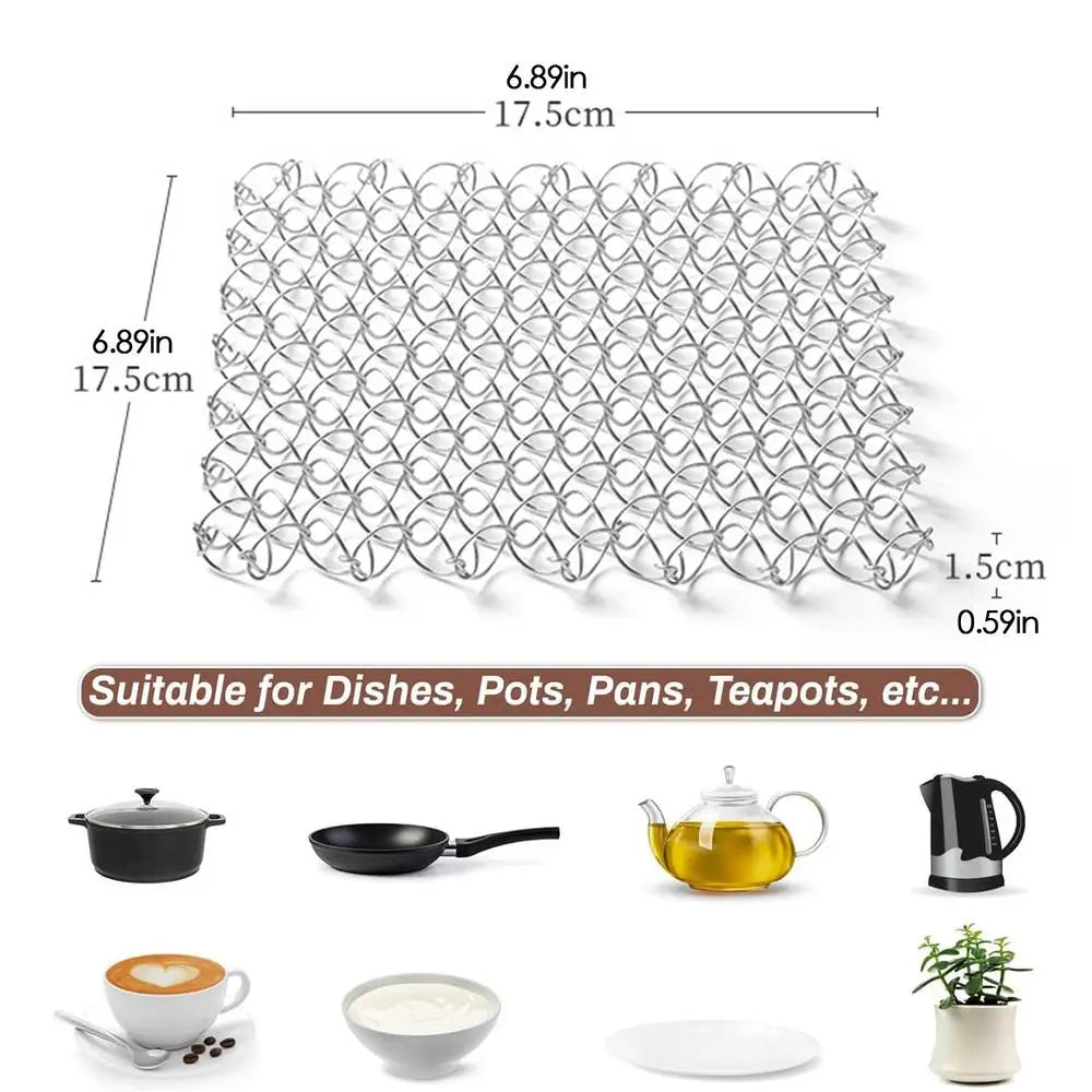 Trivets Dishes Stainless Steel Heat Resistant Coaster Decoration Qme Silver