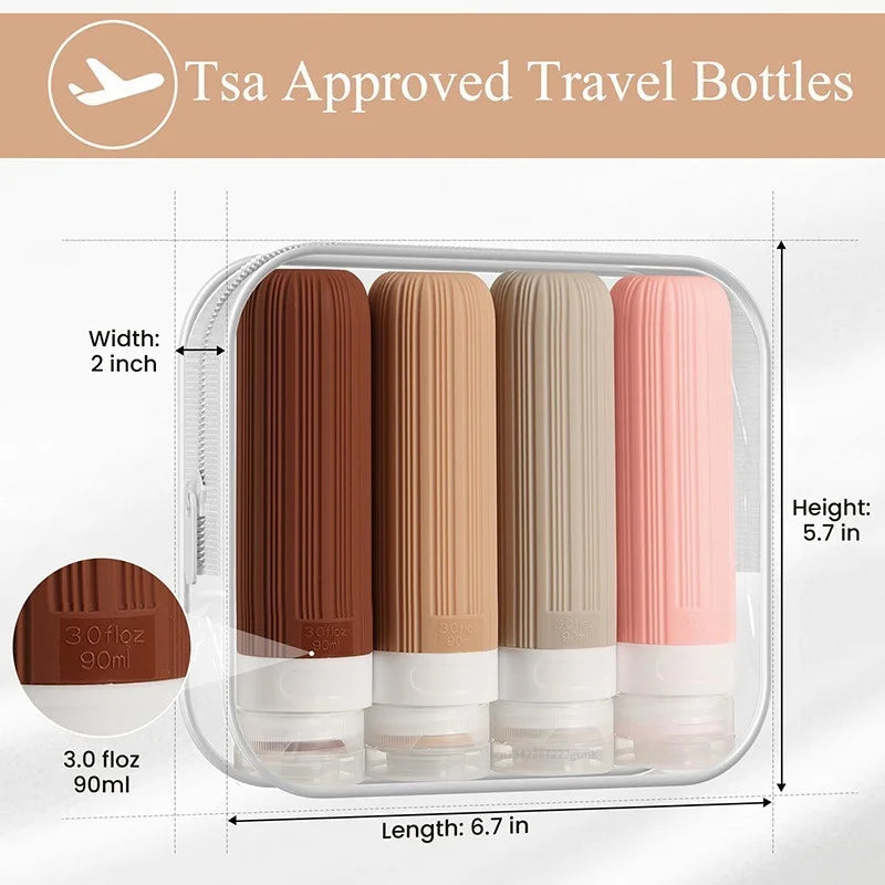 Silicone Travel Bottles Accessories Tsa Approved Portable BPA Leak Qme
