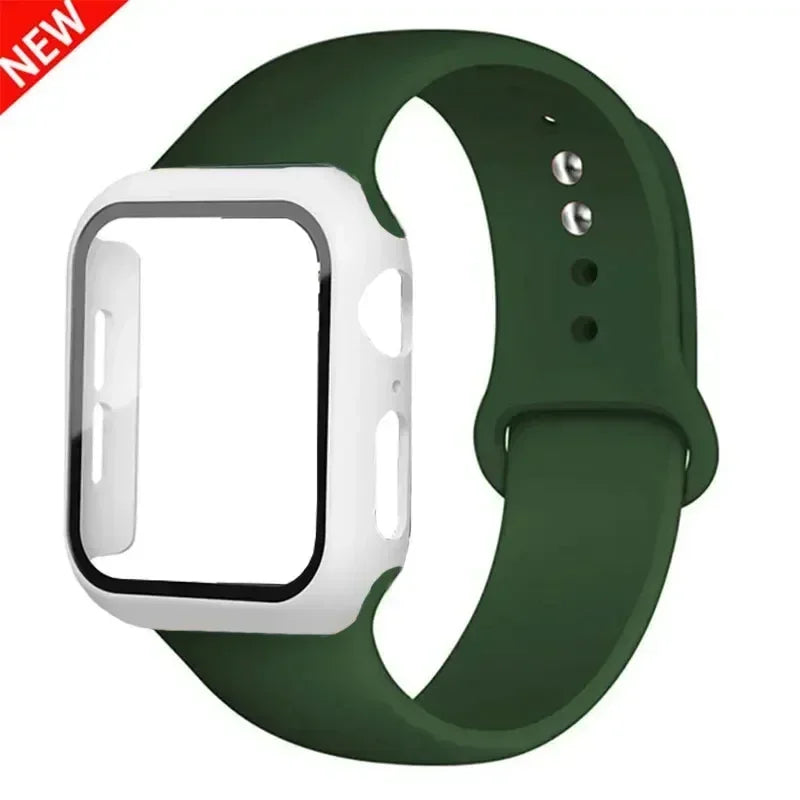 Glass+case+strap Apple Watch Band Screen Protectors IWatch Series 9 8