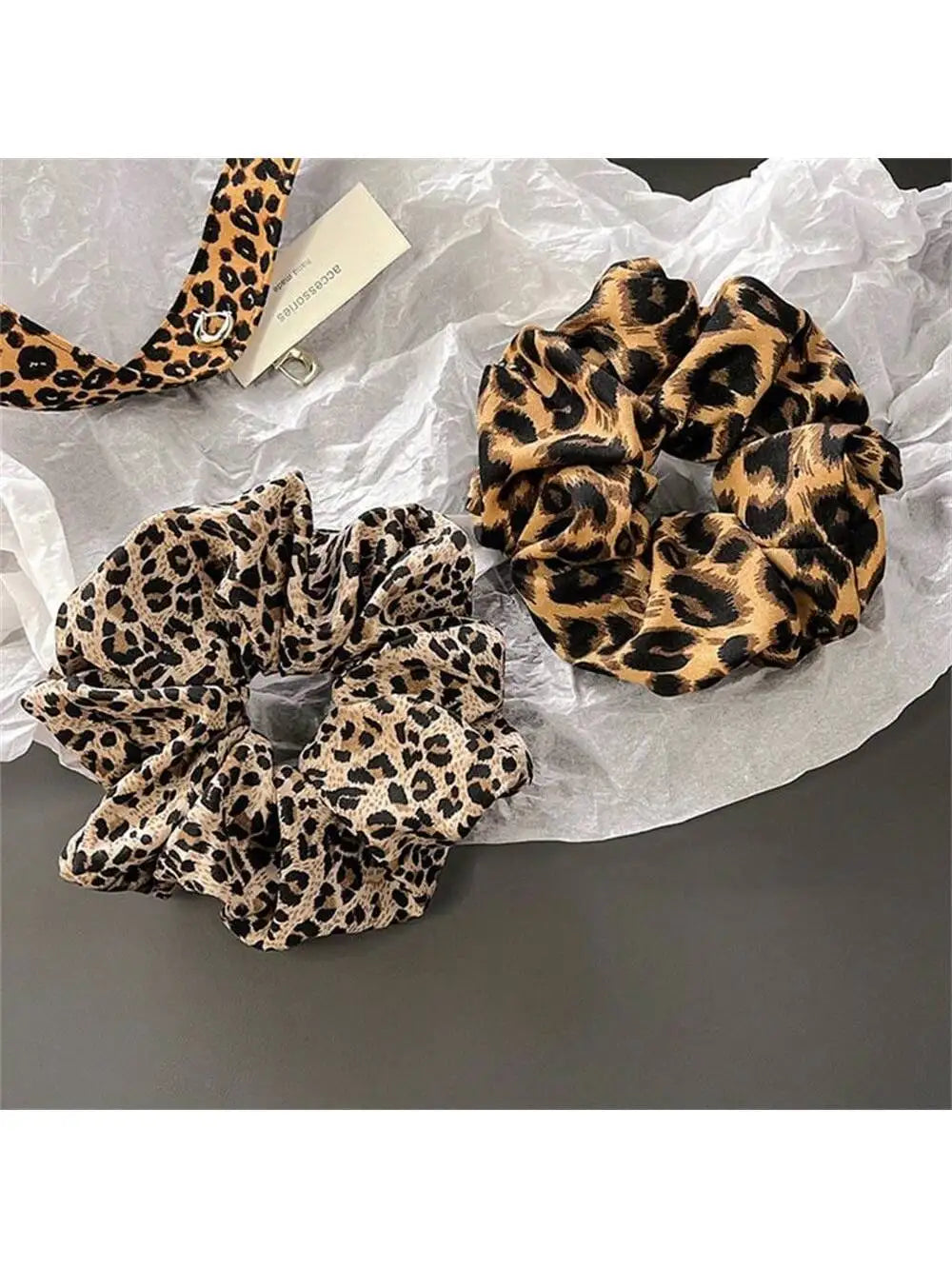 Leopard Print Hair Tie Headband Elastic Accessories Fashionable Dark Qme