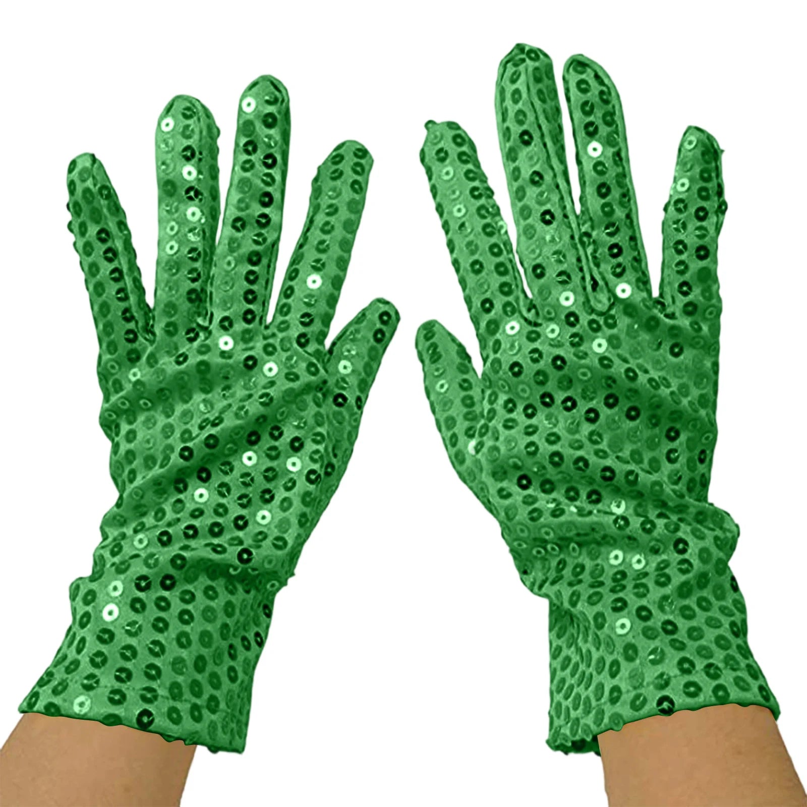 Unisex Creative Sequin Dance Performance Gloves Adult Carnival Clothing Party Accessories Fashionable Stage Decorative Props Qme Green