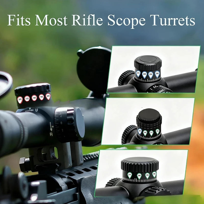 10 Sheets Rifle Scope Turret Sticker Set Scope Adjustment Dope Stickers Rifle Scope Turret Tags For Distance Markers Qme