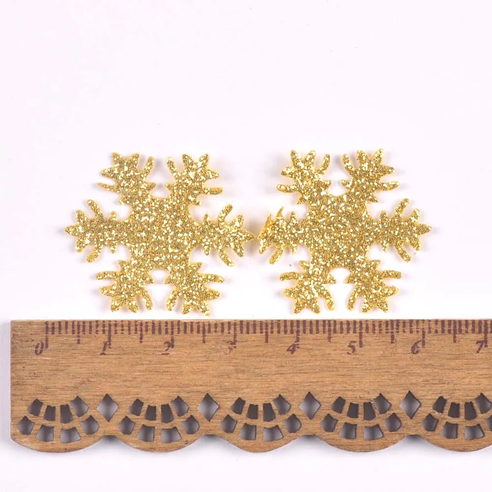 50Pcs Cute Glitter Elk Snowflakes Christmas Tree Patches For Clothes Stick-On Appliques DIY Kids Hairpin Bowknot Accessories Qme 9