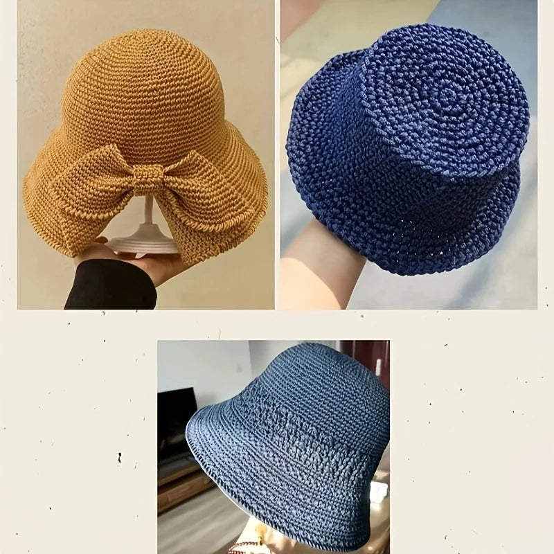 250g Of flat belt Thread, Light polyester Flat Band Yarn, Hollow Yarn, Hand-knitted Hook, DIY Summer Cool Sun Hat, Cushion Qme