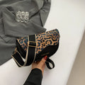 Boho Leopard Print Crossbody Bag Women Summer 2026 Trendy Wide Strap Qme BLACK L