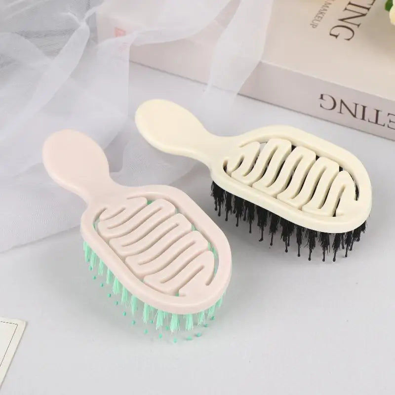 Mini Boar Bristle Hairbrush Women Scalp Massage Detangling Comb Wet Qme