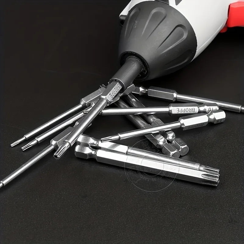 11Pcs Precision Star Plum Bit Set, S2 Alloy Steel, 75mm Long, With Hexagonal Socket, for Vehicle and Electrical Maintenance Qme
