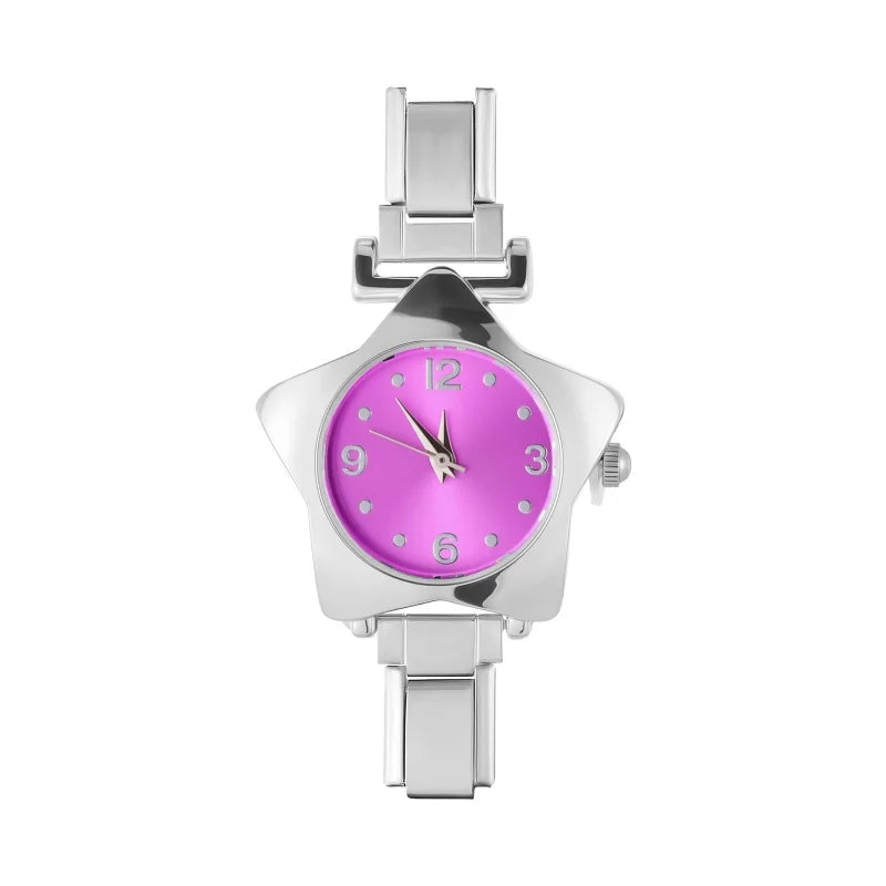 Gold Retro Simple Men Women's Watch Stainless Steel Strap Star Dial