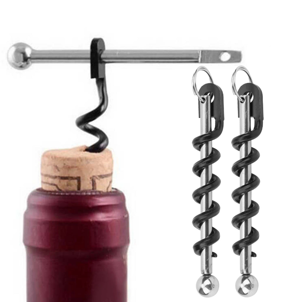 2PCS Portable Stainless Steel Wine Bottle Opener Beer Corkscrew Black Bar Tool Kitchen Accessories Party Supplies Qme