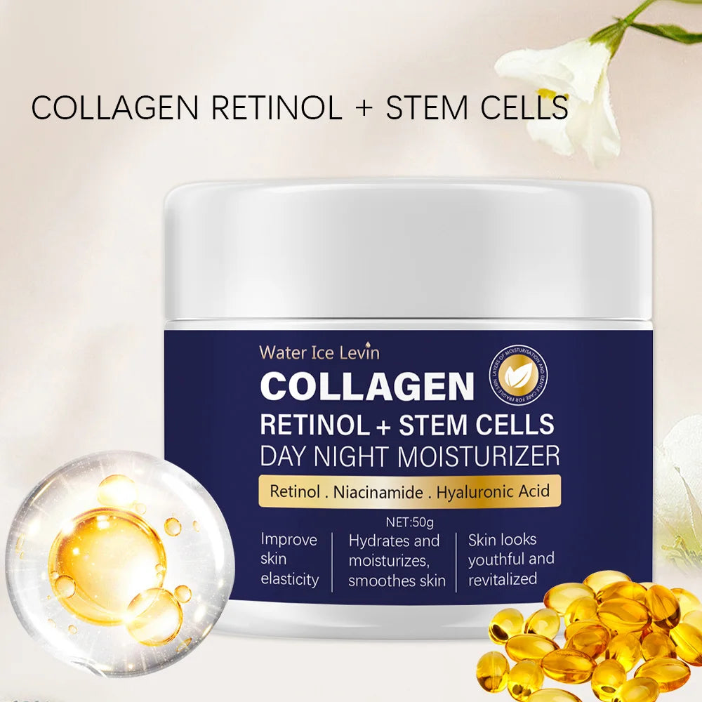 50g Collagen Cream for Face with Retinol and Hyaluronic Acid, Day Night Anti Aging Skincare Facial Moisturizer Qme