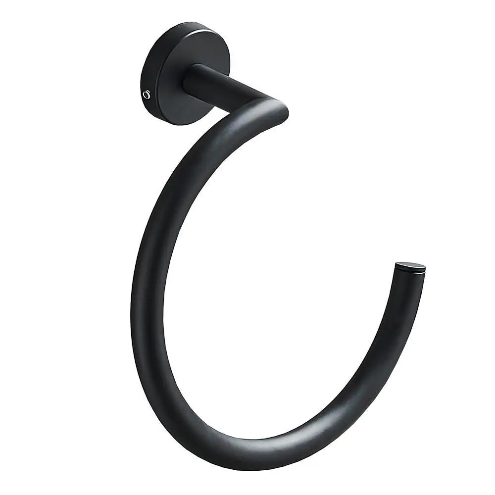 Silver Towel Ring, Semi-Circular Stainless Steel Towel Ring, Towel Holder, Wall Mounted Towel Ring Qme black