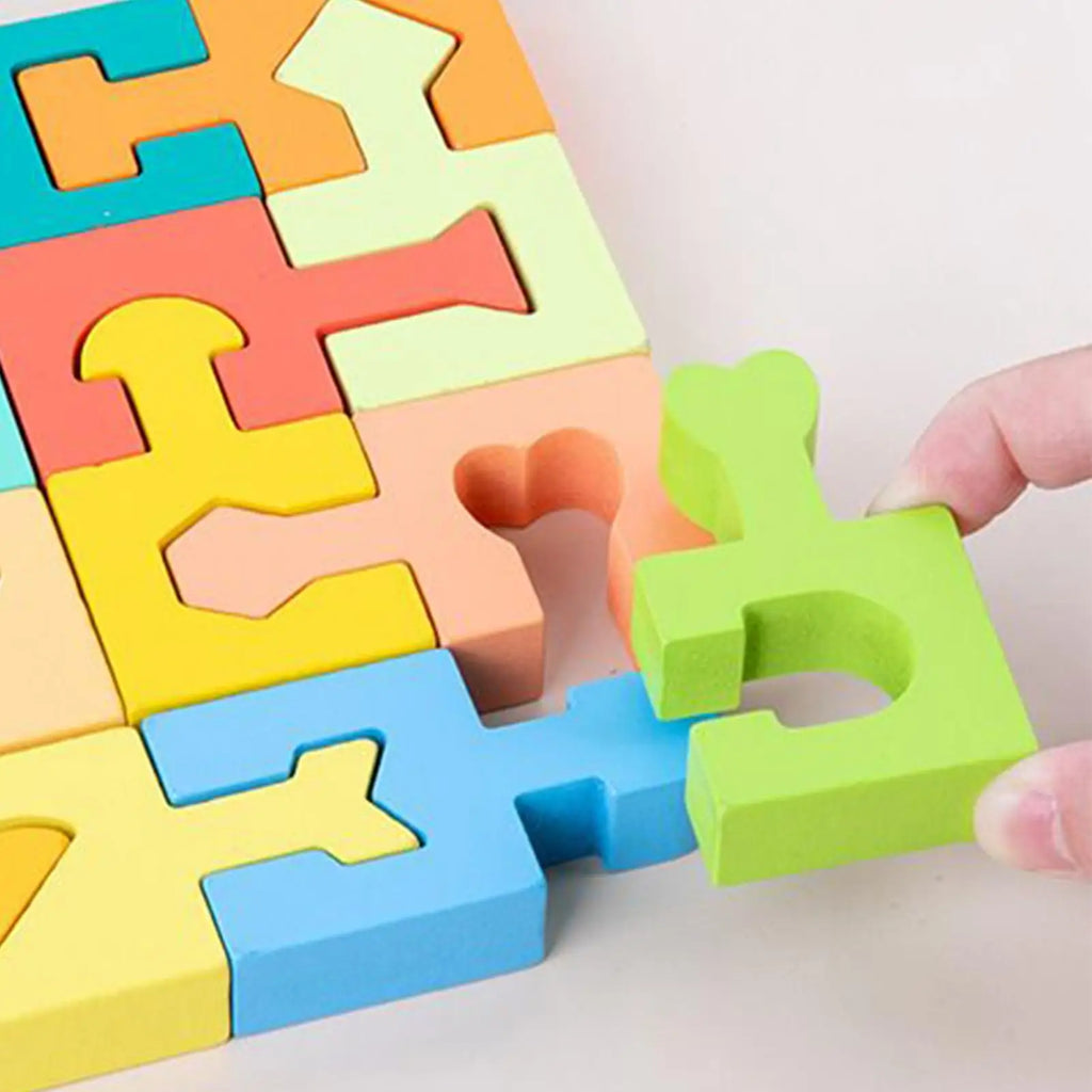 NEW Kids Puzzle Geometric Shape Matching Toy 16 Pieces Wooden Jigsaw Puzzles For Boys Girls Ages 4-6 Learning Home School Qme