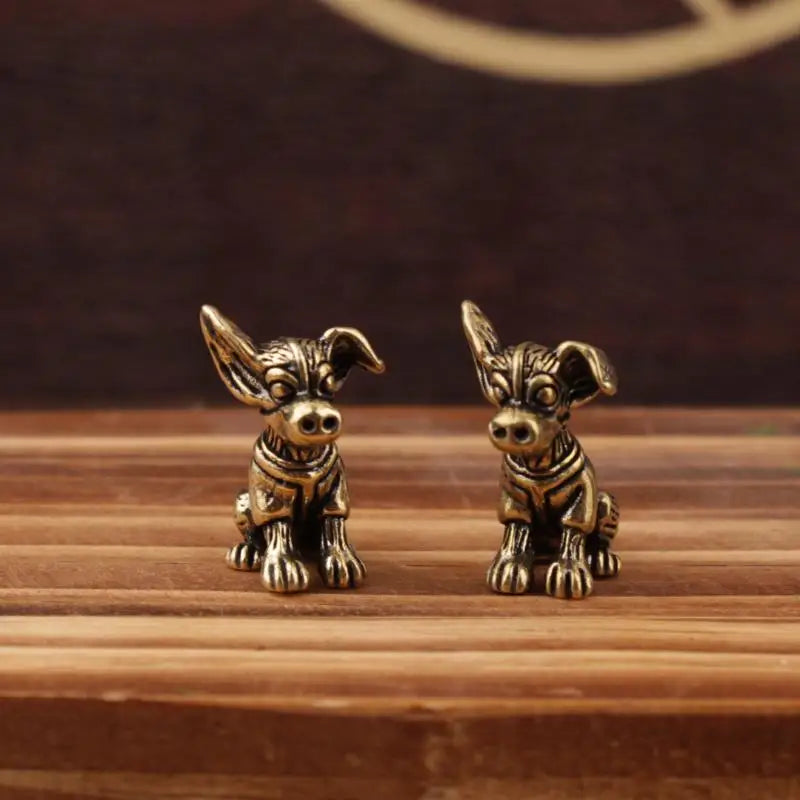 Bronze Sculpture Solid Copper Puppy Brass Ornaments Zodiac Dog Qme