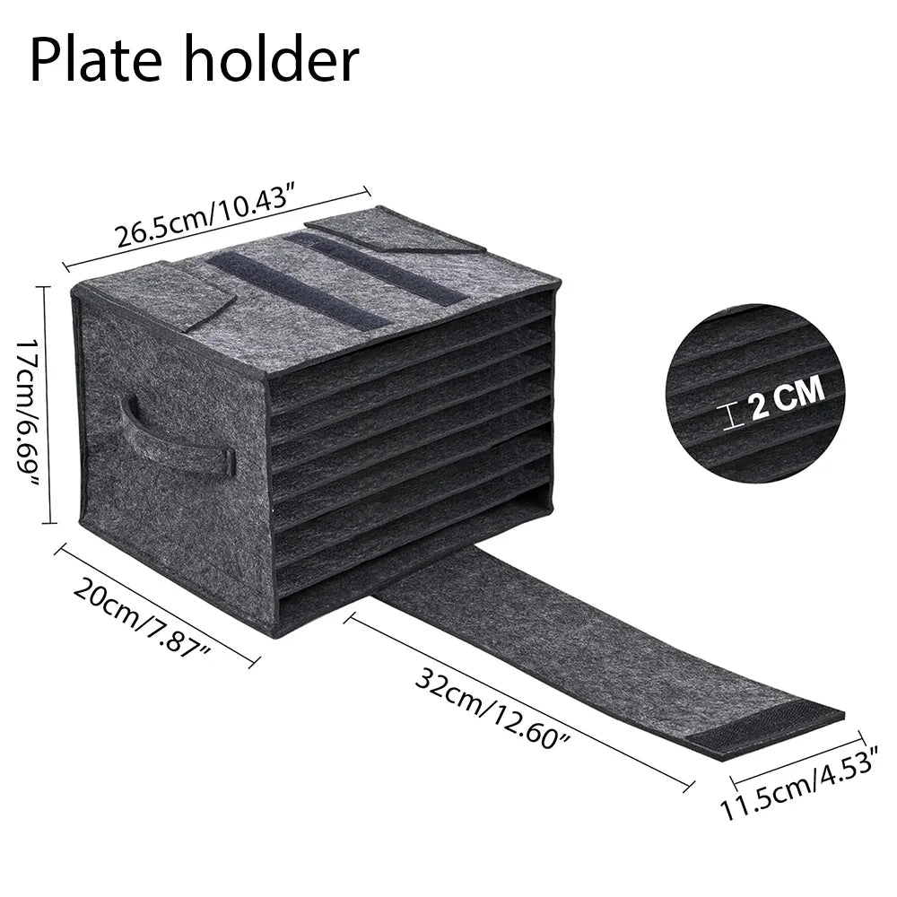 Felt Plate Dish Cup Storage Bag Holder Thicken Camping Tableware Containers Motorhome Kitchen Cupboard Layered Organization Qme