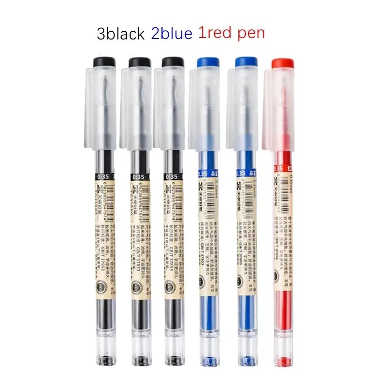 3-12pcs/set Fine Point Pen 0.35mm Black Blue Red Ink Gel Pen Ballpoint Pen School Office Student Writing Stationery Supply Qme 3black 2blue 1red
