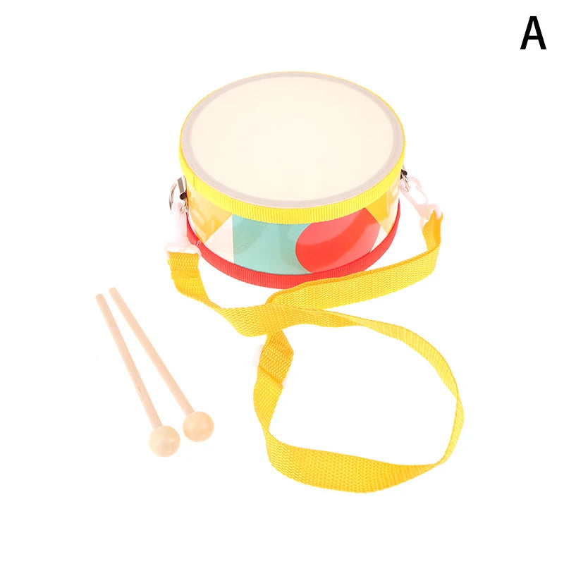 Kids Percussion Drum Wood Toy Carry Strap Music Instrument Teaching Qme A