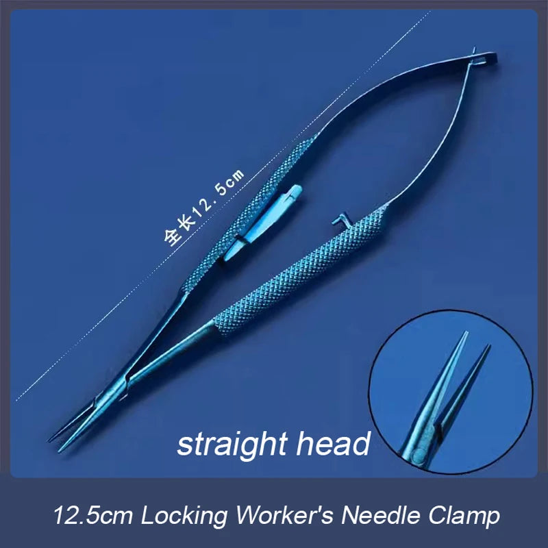 Barraquer Titanium Alloy Needle Holder Lock Curved Ophthalmic Qme a