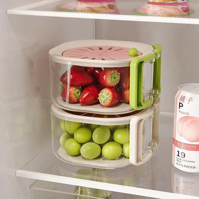 2-in-1 Vegetable Washing Basin Home Double-layer Fruit Lid Drain Qme