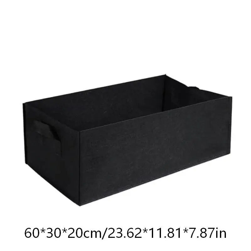 Rectangular Fabric Plant Grow Bag Breathable Non Woven Planter Pot Qme Black 60x30x20cm