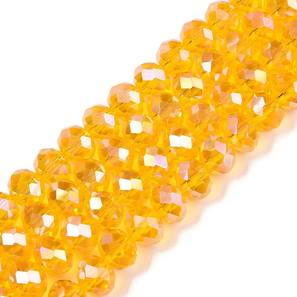 PandaHall 20strands glass Multicolor Beads AB Plated Faceted 8x6mm for DIY Jewelry Making Qme Dark Orange