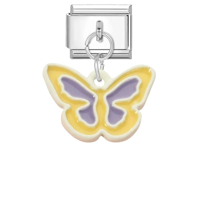 2025 Wholesale Cute Cartoon Rabbit Bear Pendant Italian Charm Links Fit 9mm Stainless Steel Bracelet Women DIY Making Jewelry Qme Style 2