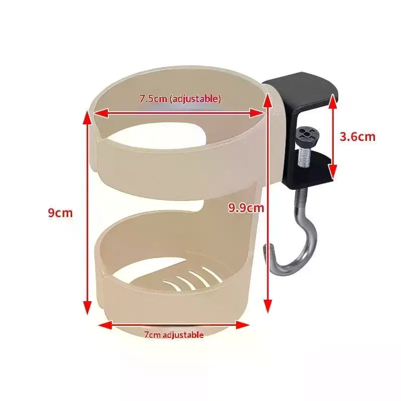 1 PCS Clip On Desk Cup Holder No Drill Anti-Spill Design For Home Office Gaming Desks Storage Rack Qme