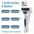 hilt+6psc Blade 6-layer Manual Razor Men's Old-fashioned Shaving Qme 1 set