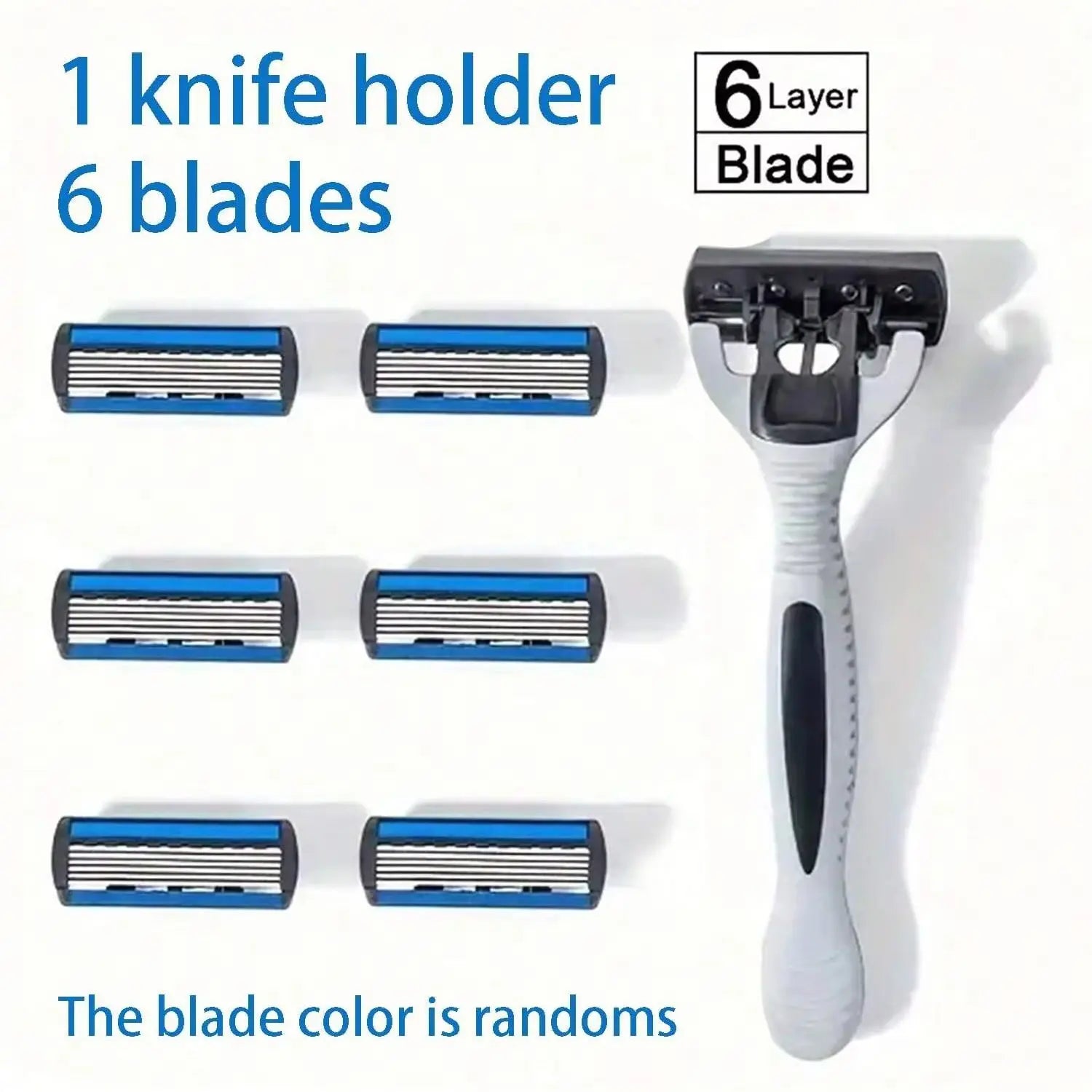hilt+6psc Blade 6-layer Manual Razor Men's Old-fashioned Shaving Qme 1 set
