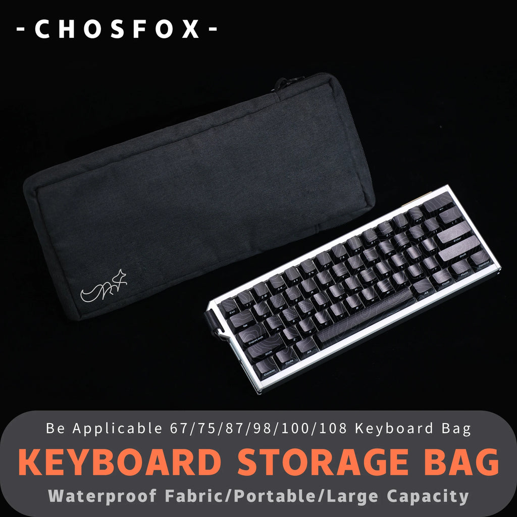 Chosfox Protable Keyboard Storage Bag Large Capacity Mechanical Keyboard Bag 67/75/87/98 Thickened Fabric Waterproof Protect Bag Qme