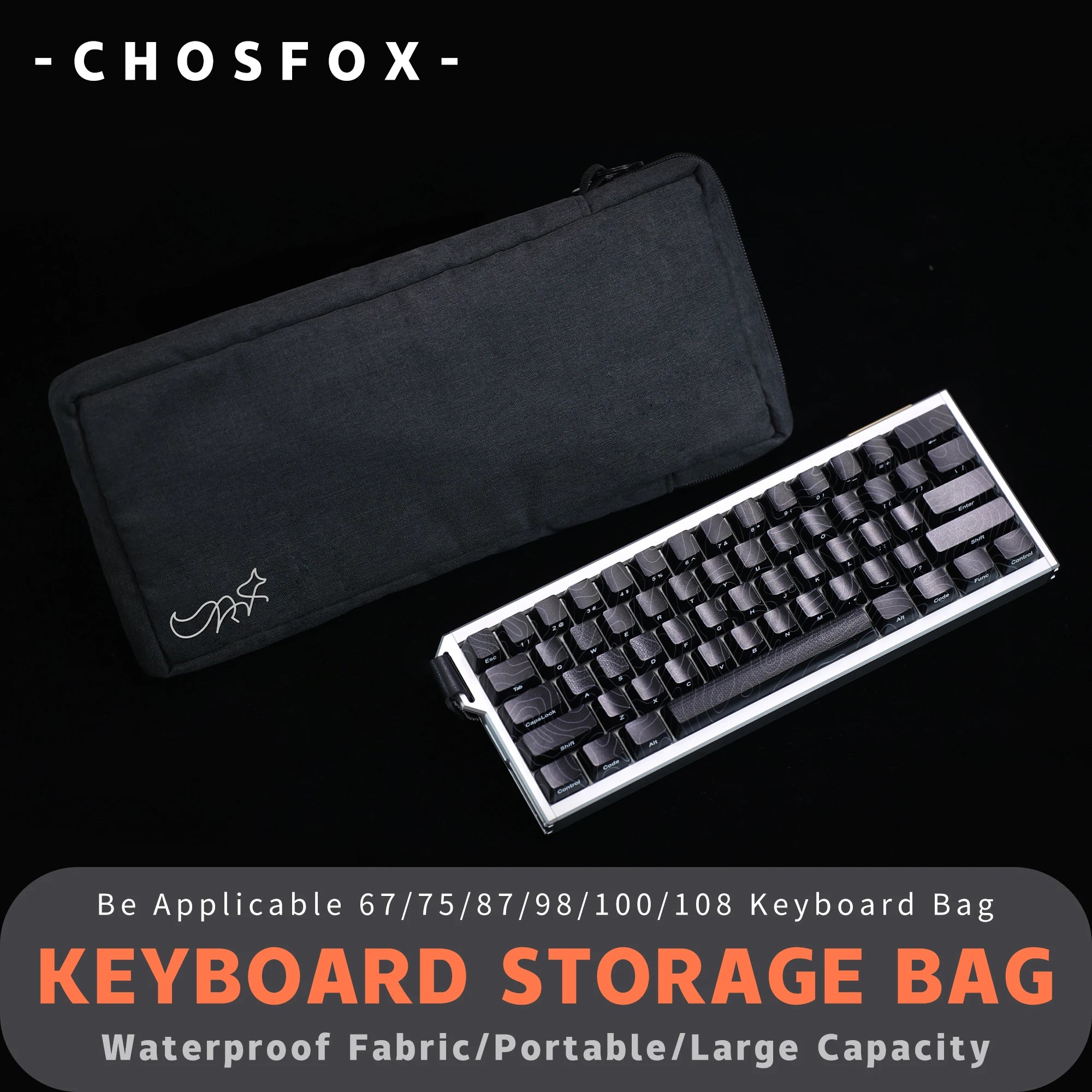 Chosfox Protable Keyboard Storage Bag Large Capacity Mechanical Keyboard Bag 67/75/87/98 Thickened Fabric Waterproof Protect Bag Qme