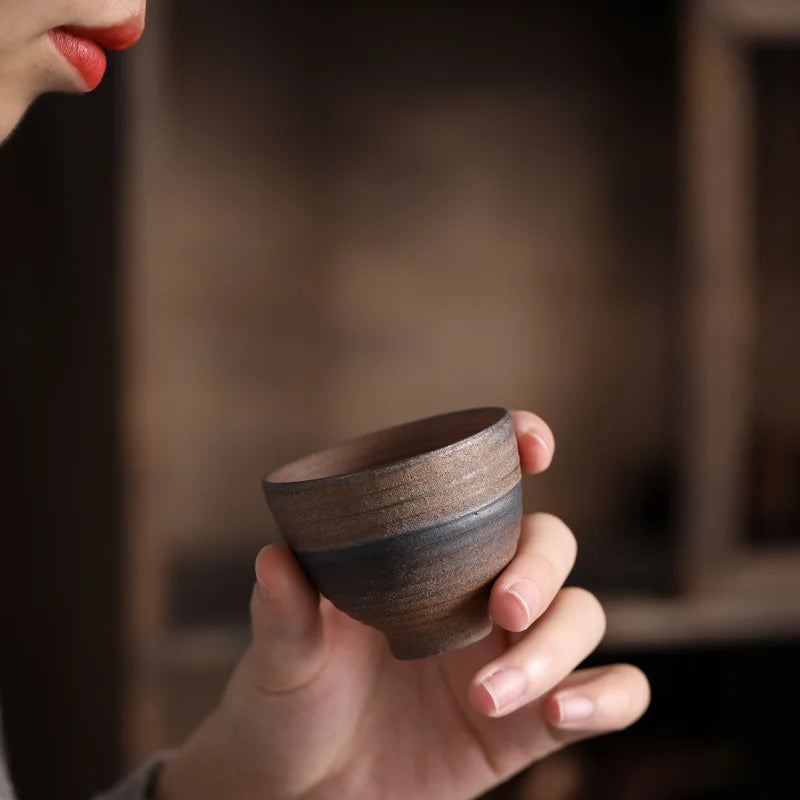 Handmade Coarse Pottery Master Cup Vintage Kiln-changed Tea Tasting Qme