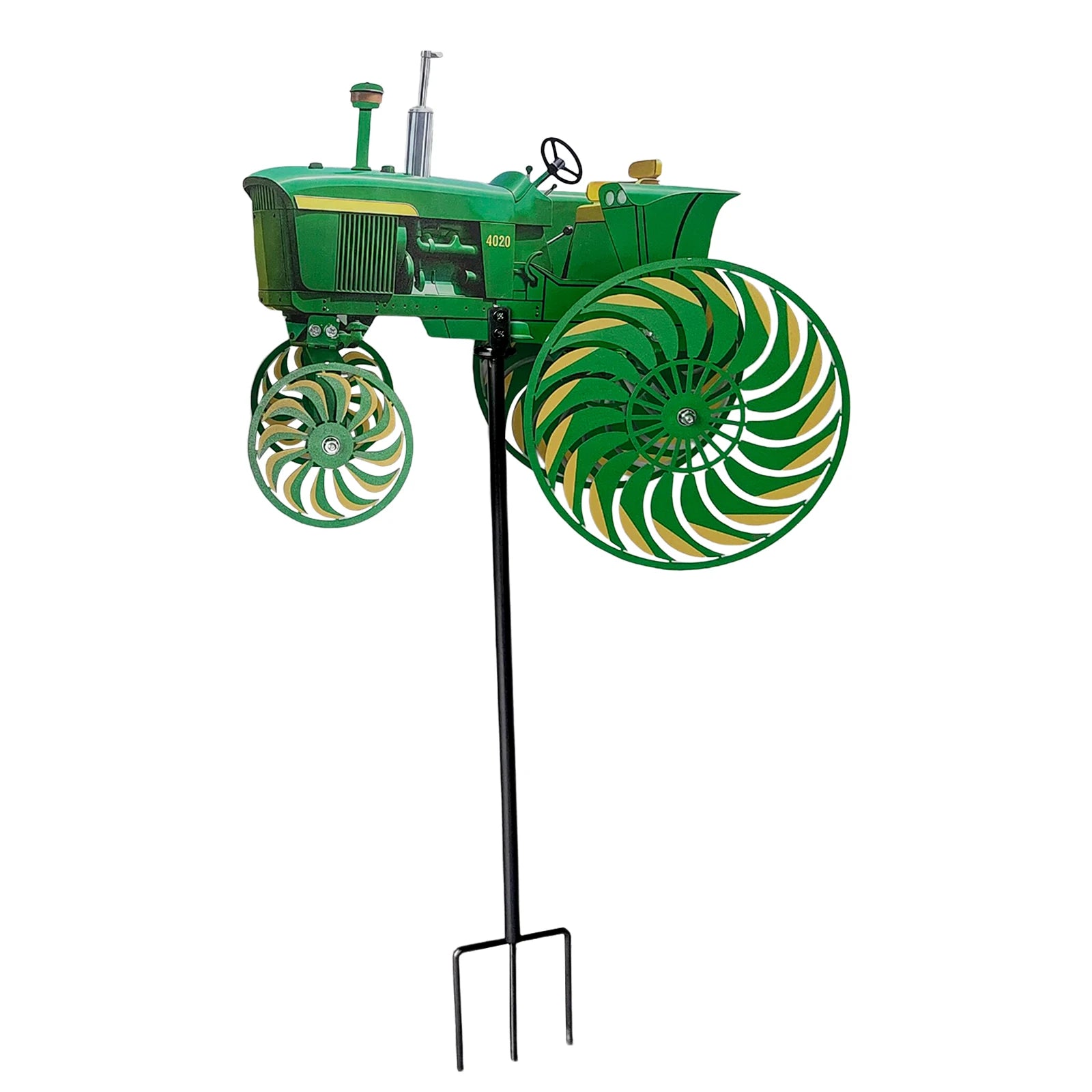 Green Tractor Windmill Stake Decorative Windmill Outdoor Tractor Wind Spinner for Patio Yard Garden Gift for Friends Family Qme Green