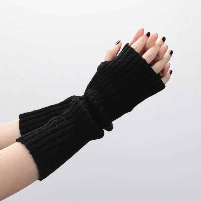 Women Long Fingerless Soft Gloves Cute Fashion Gothic Cosplay Y2K Qme A9 One Size