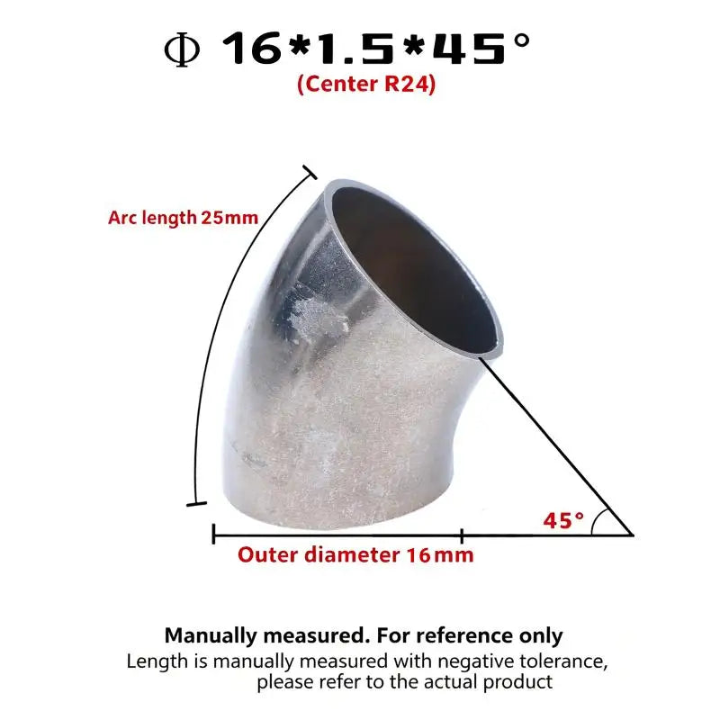 Sanitary Food Grade 45 Degree Weld Elbow 304 Stainless Steel, Polished Butt Weld Pipe Fitting 16-80mm OD Press Fitting Qme A1