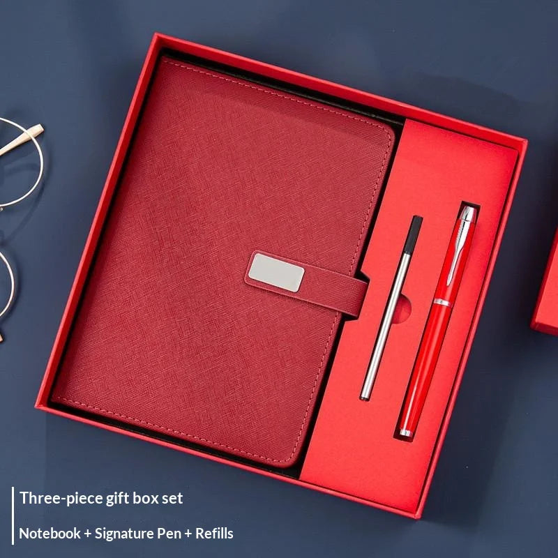 Deluxe PU Leather Corporate Includes Notebook Stylus Pen Refill Qme Red